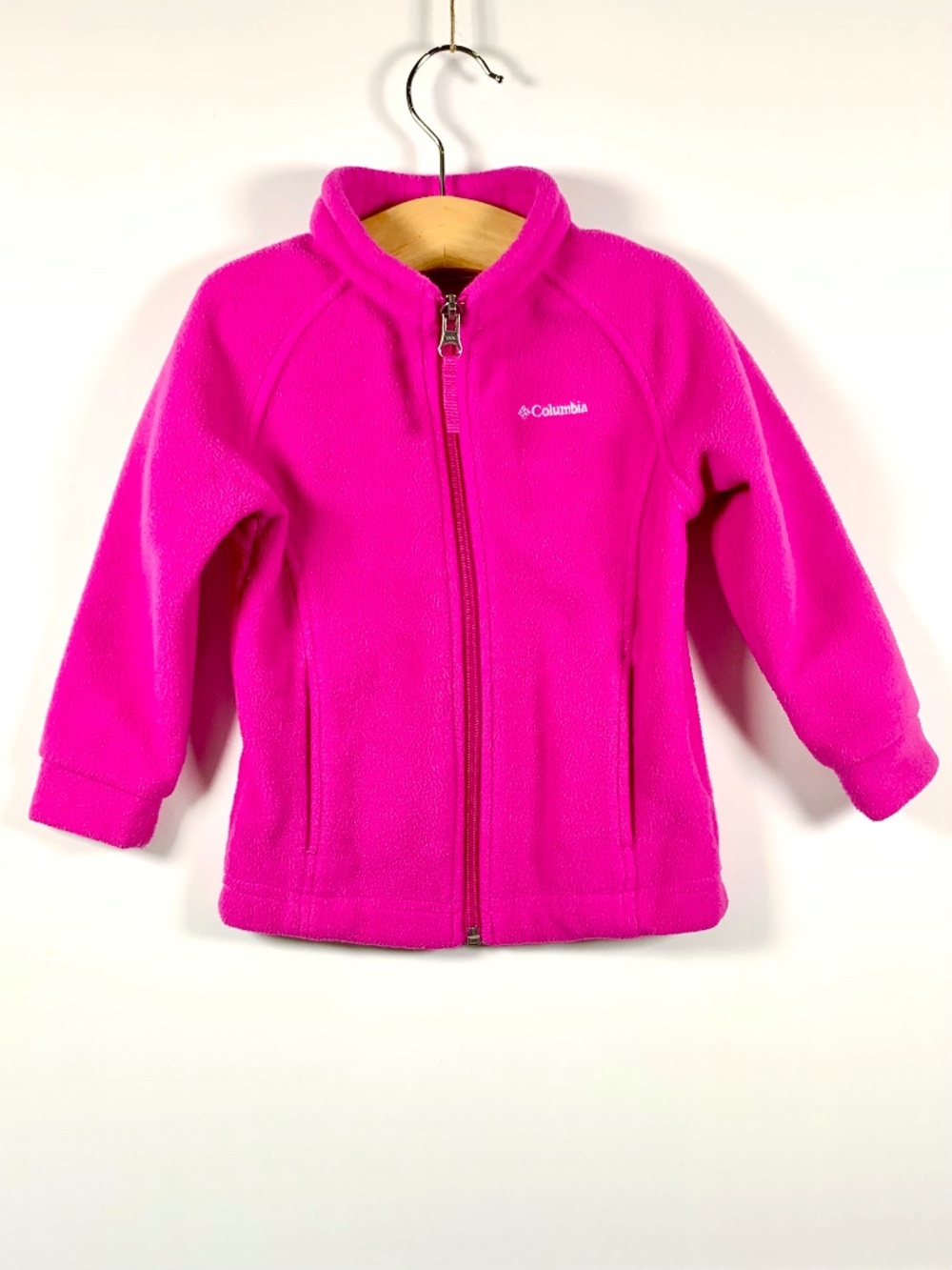 Columbia Girls Benton Springs Bright Pink Fleece Jacket Full Zip Outerwear Cozy